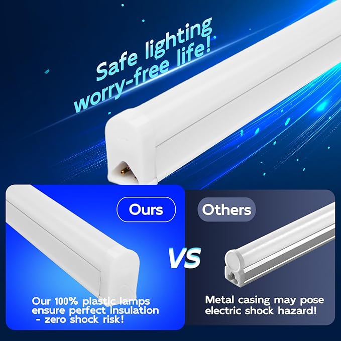 6 Pack 4FT LED Shop Lights 30W 4500LM Tunable Garage Ceiling Lighting for Workshop Warehouse Basement