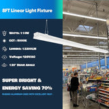 8 Pack 8FT LED Shop Light Fixtures 110W 12200LM 6000K Linkable Linear Lights for Garage Warehouse
