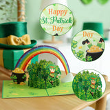 Pop Up St. Patrick'S Day Card Green Shamrock 3D Greeting Card Irish Lucky Gift Card With Envelope 5" X 7" Signature Paper Wonder Card Handmade Unique Design Clover Pop Out Card For Family & Friends