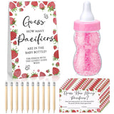 512 Pcs Baby Shower Games Guess How Many Pacifiers Sign 100 Small Guessing Games 10 Hb Pencils 750Ml Milk Bottle 400 Acrylic Pacifiers Decoration For Guest Gender Reveal (Pink,Strawberry)