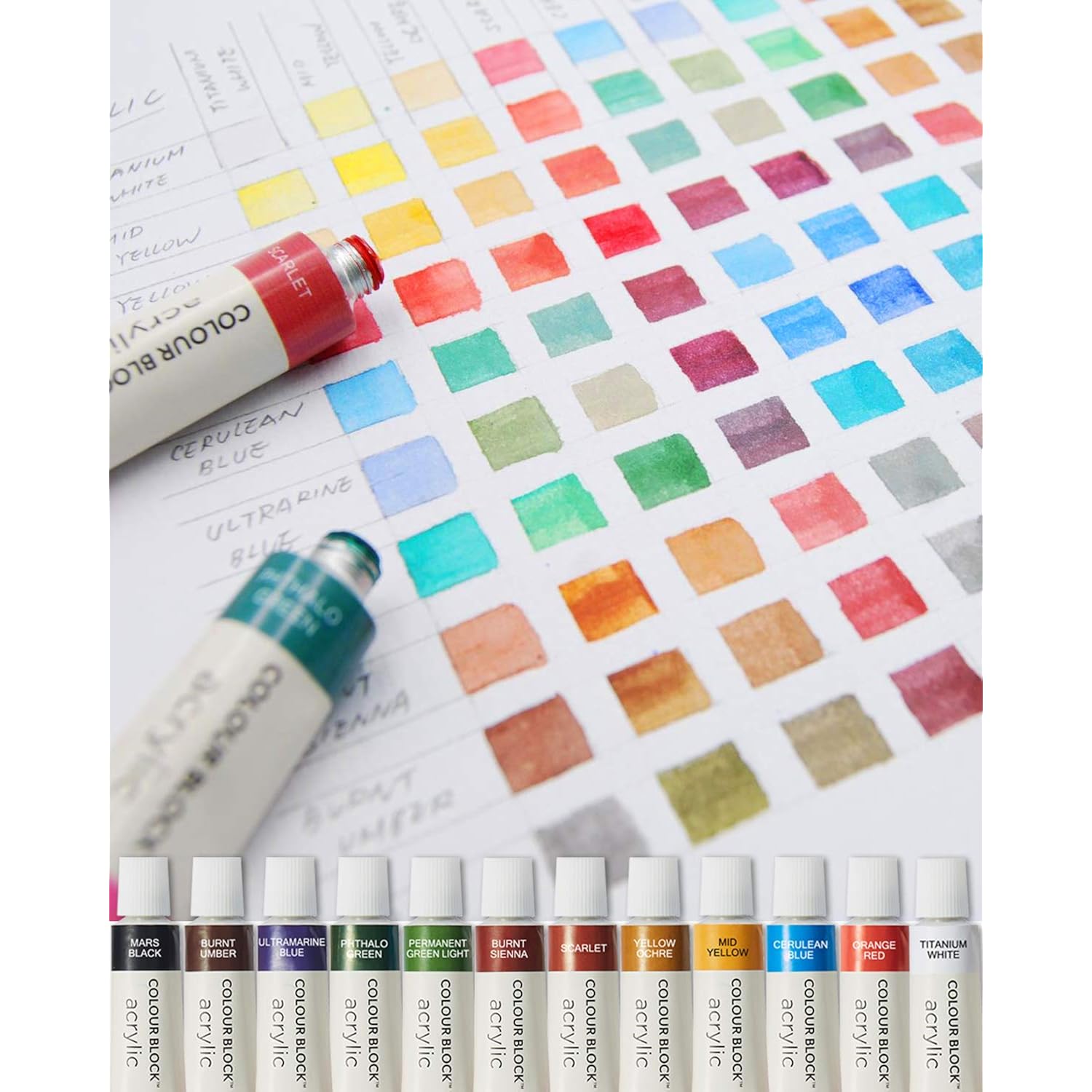 12Pc Acrylic Paint Tubes -12 Ml Of Vivid Colors For Students & Professionals
