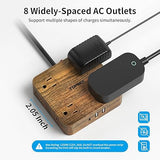 Surge Protector Power Strip 8 Outlets 3 USB Ports 1 USB C 1080J 5FT Flat Plug Extension Cord Wood Finish