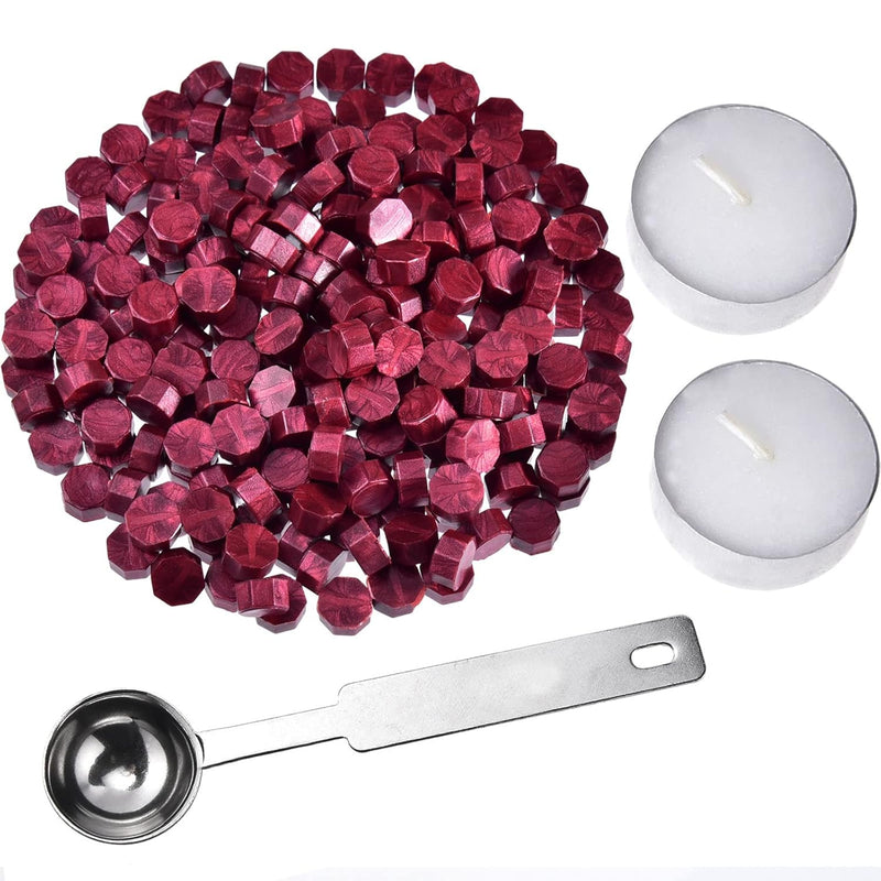 230 Pieces Octagon Sealing Wax Beads Sticks With 2 Pieces Tea Candles And 1 Pi