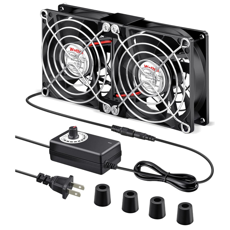 80Mm X 25Mm Computer Fan With Ac Plug, Dual Ball Big Airflow Variable Speed Co