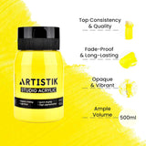 Artistic Acrylic Paint Jar - High-Pigment, Fade Proof Painting Supplies, Suitable For Canvas, Wood, Leather, Fabric, Stone & Craft - Lemon Yellow 16.9 Fl Oz
