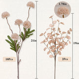 10Pcs Fake Silk Pompon Mum Artificial Flowers, Bulk Faux Mini Chrysanthemums, For Centerpieces Wedding Fillers Champagne Arrangements Boho Decor, No Vase, Beige