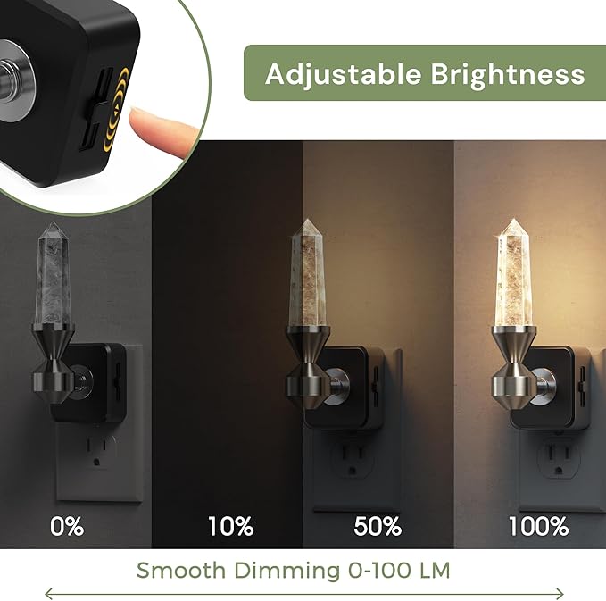 Dimmable Crystal LED Night Light Plug-in with Warm 3000K Dusk to Dawn Sensor