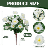 12 Pcs Spring Flowers Artificial White Flowers Outdoor 13.78" Uv Resistant Silk Spring Floral Arrangements Azalea Faux Flowers For Outdoor Planters Porch Patio Balcony Garden Vase Table Decor