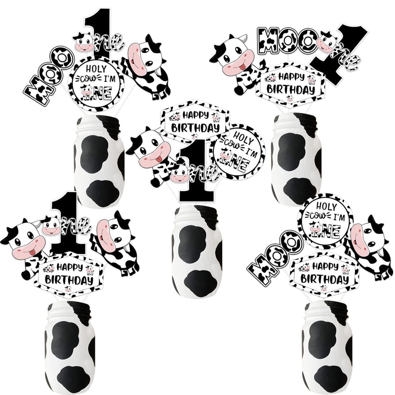 24 Pieces Cow First Birthday Decorations - Holy Cow Im One Centerpiece