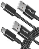 2 Pack USB A to USB C Fast Charging Cable 6FT Black for iPhone 17 Samsung Galaxy LG Beats