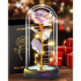 Valentines Day Flower Gifts For Her, Preserved Forever Glass Light Up Rose Gifts For Wife Girlfriend Women Mom Grandma Daughter Sister, Mothers Day Christmas Birthday Womens Gift (Colorful)