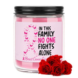 Breast Cancer Awareness Gift For Women Pink Ribbon 7Oz Scented Candle Breast Cancer Rose Scented Candle Breast Cancer Survivor Gifts (Candle-In This Family)