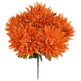 Orange Artificial Mums For Outdoors Fall Fake Mums Bush 5 Heads Silk Chrysanthemum Flowers Bouquets Autumn Faux Spider Mum Flower Large Floral Arrangements Fall Decorations For Home