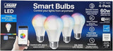 A19 Smart Color Changing LED Bulb 4 Pack 9W 60W Replacement E26 Works with Alexa Google