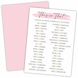 Minimalism Birthday Game Cards - This Or That - 20 Blush Double-Sided Fill In Style Birthday Party Game Cards For Girls, Friends Compare, Party Favor & Activities - A03
