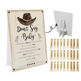 Cowboy Don'T Say Baby Game ?1 Sign And 50 Mini Natural Clothespins?Don'T Say Baby Baby Shower Game, Baby Shower Decorations, Baby Shower Games Gender Neutral, Rustic Country Western Baby Shower (Ds13)
