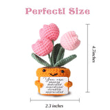 Cute Crochet Tulip Flowers Gifts For Women, Friends, Moms, Teachers, Coworkers With “Amazing” Card – Inspirational Gifts For Female Graduation Birthday Back To School Christmas, Desk Decor