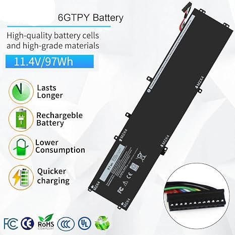 97WH 6GTPY Replacement Battery for Dell XPS 15 9550 9560 9570 7590 and Precision 5510 5520