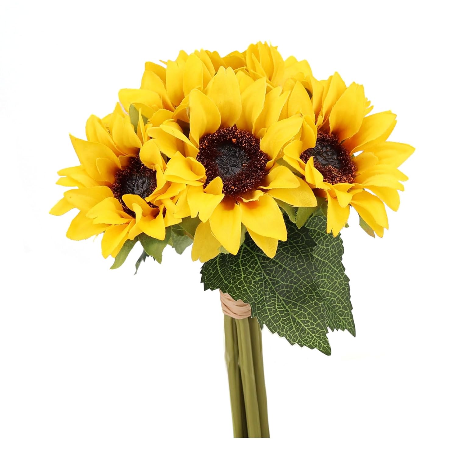6Pcs Artificial Flowers Sunflowers Bouquet, Faux Flowers With Stems Fake Sunflowers Bulk For Wedding Floral Arrangement Home Party Office Indoor Outdoor Fall Autumn Decor