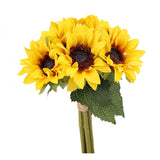 6Pcs Artificial Flowers Sunflowers Bouquet, Faux Flowers With Stems Fake Sunflowers Bulk For Wedding Floral Arrangement Home Party Office Indoor Outdoor Fall Autumn Decor