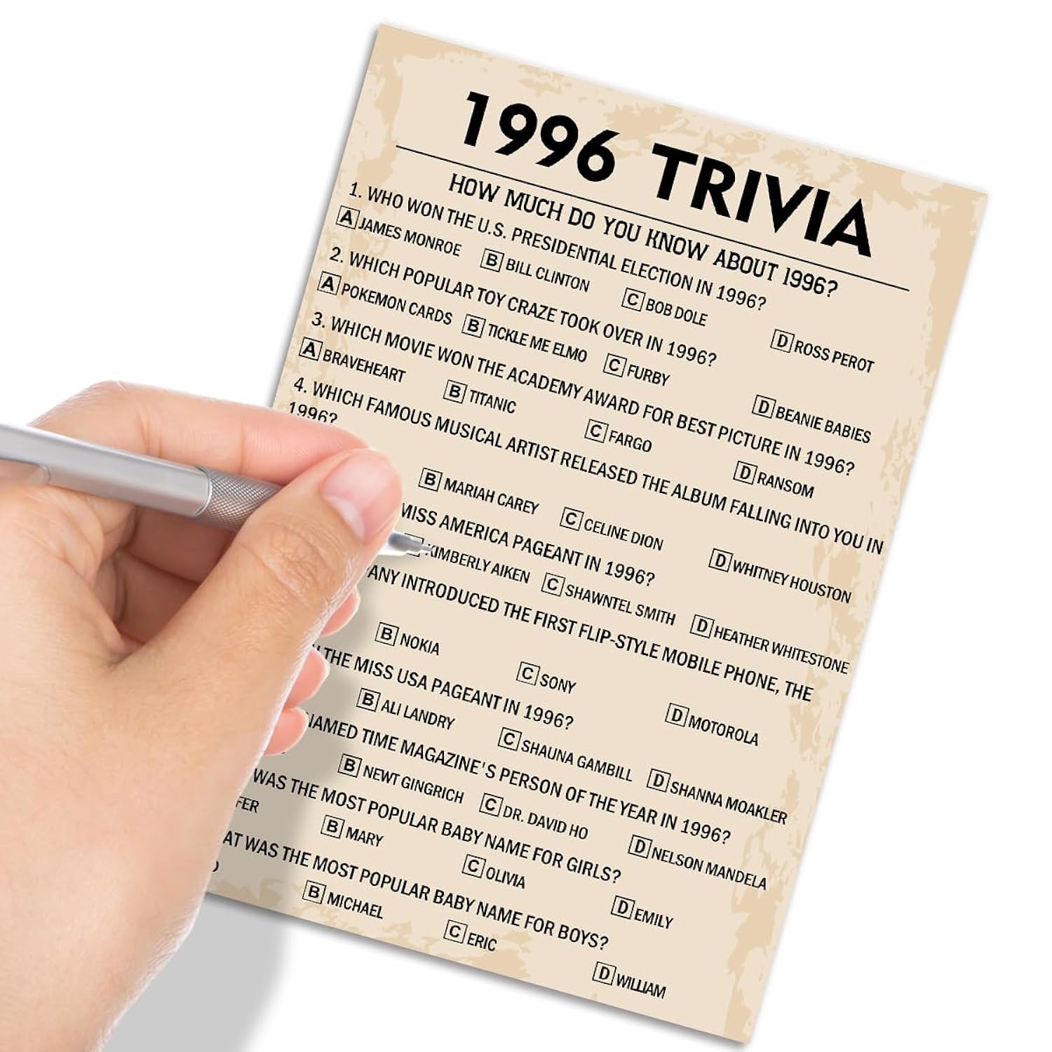30Th Birthday Party Games, 1996 Trivia Games, Birthday Party Supplies For Adults, Fun 1996S Party Game?Pack Of 30 Cards