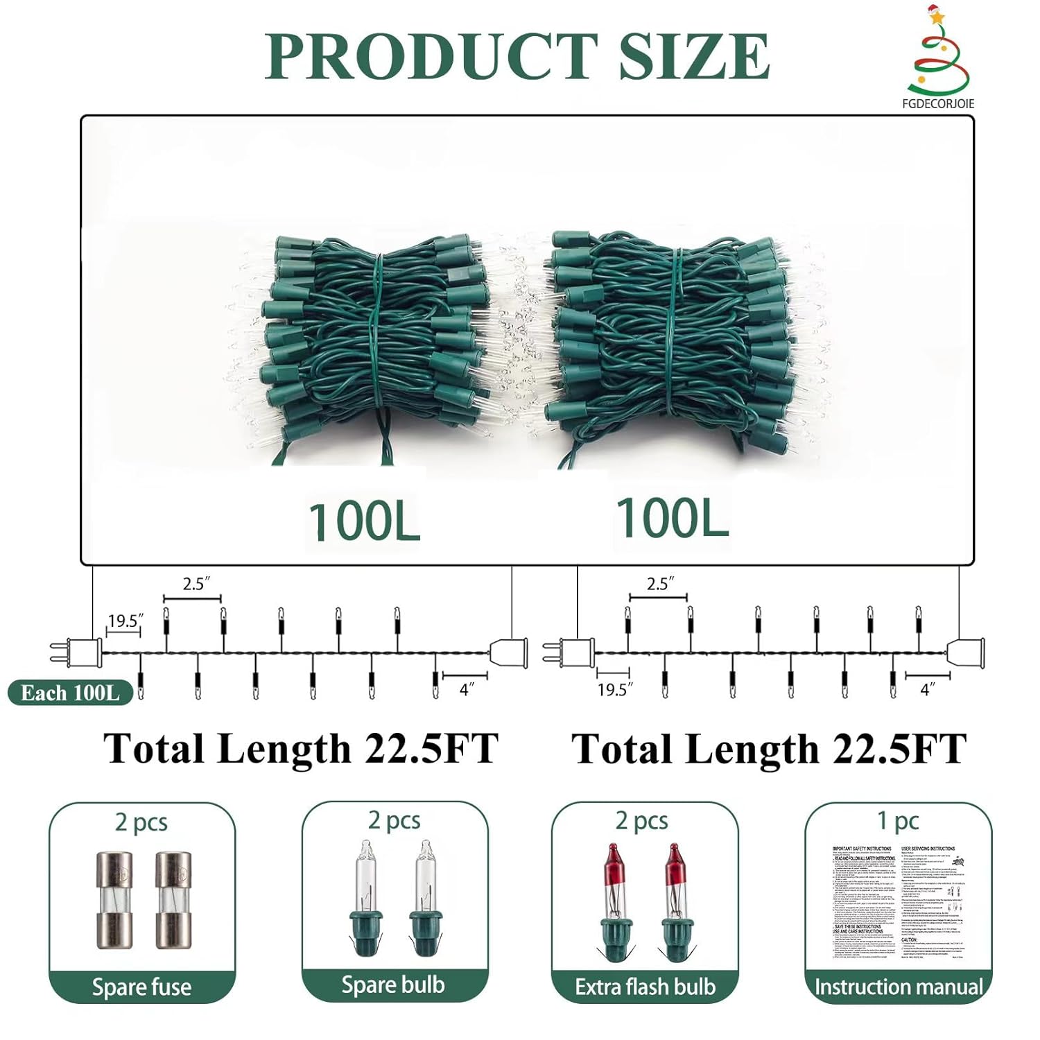 Fgdecorjoie Christmas Lights Clear Bulb,Incandescent Lighting String Green Wire Indoor And Outdoor Use, Ul Certified 200