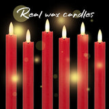 Red Flameless Taper Candles With Rmote, 9.6" Real Wax Battery Operated Candles With 3D Wick, 6 Pack Flickering Led Candlesticks, Electric Candle For Home, Wedding, Party, Decor