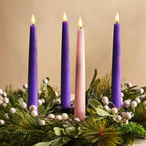 Battery Operated Advent Candles Set Of 4, 9 Inch Purple & Pink Flameless Candles, Flameless Taper Candles For Advent Wreath, Flickering Flameless Candles With Remote, Lent Decorations