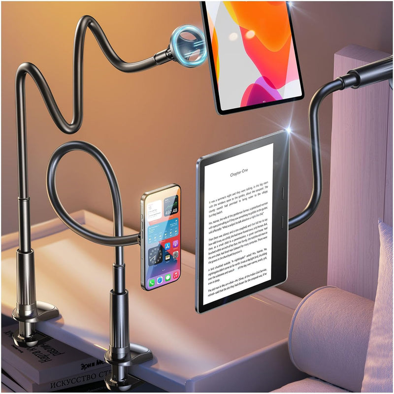 Flexible MagSafe Gooseneck Phone & Tablet Holder for Bed/Desk, Fits iPhone/iPad