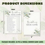 Bridal Shower Game Cards, Greenery Wedding Shoe Game, 30 Elegant Wedding Activity For Bachelorette Engagement Party Favors & Decorations- B01