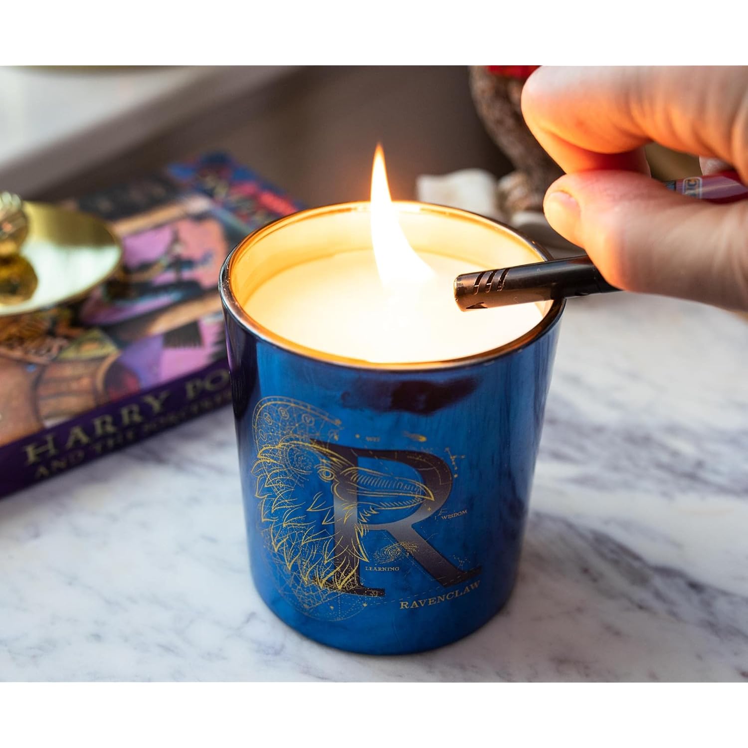 Harry Potter House Ravenclaw Premium Scented Soy Wax Candle With Unique Aromatic Fragrance | 50-Hour Burn Time | Home Decor Housewarming Essentials, Wizarding World Hogwarts Gifts And Collectibles