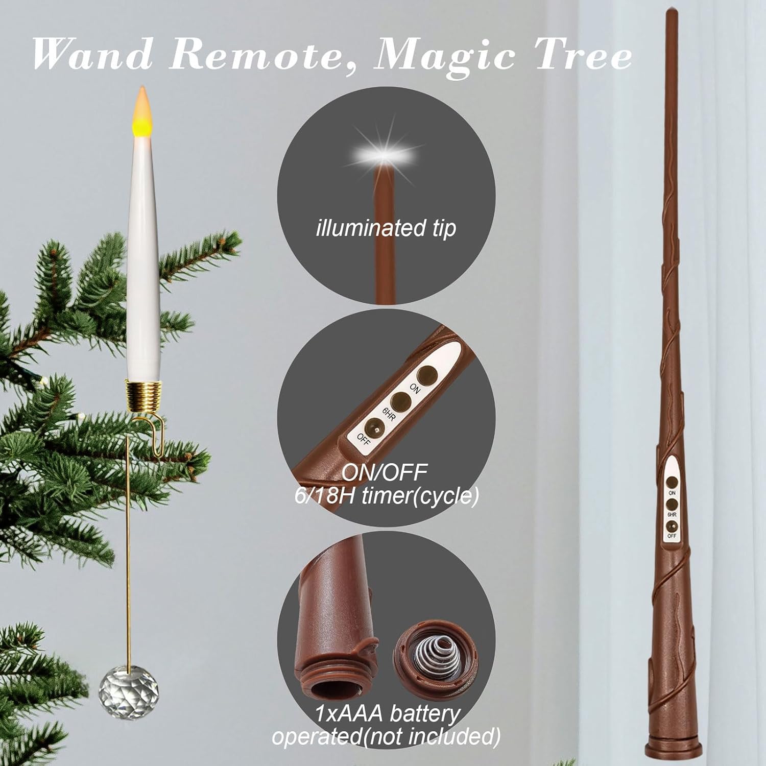 10 Pcs Christmas Tree Candles With Crystal Drops, Wand Remote With Timer, Battery Operated Flameless Taper Window Candle, Flickering Warm Light, Xmas Home Ornaments, Wedding Party Décor