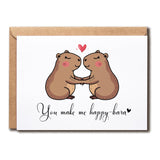 You Make Me Happy-Bara Card - Capybara Love Card - Capybara Valentines Card - Cute Anniversary Card - Capybara Card - Greeting Cad - Romantic Card