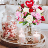 Valentines Day Floral Decorations Valentines Day Flowers Spring Artificial Red Pink Valentine Flowers Fake Silk Rose Bouquets For Home Table Vase Kitchen Wedding Party Decor