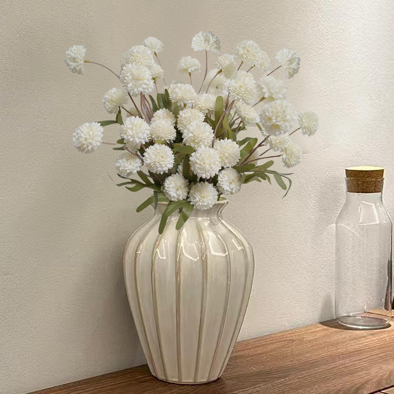10 Pcs Chrysanthemum Flowers Artificial White Kiku Flowers Small Pom Pom Mums Flower Mini Chrysanthemum Ball Flowers For Diy Bouquet Centerpieces Arrangements Shower