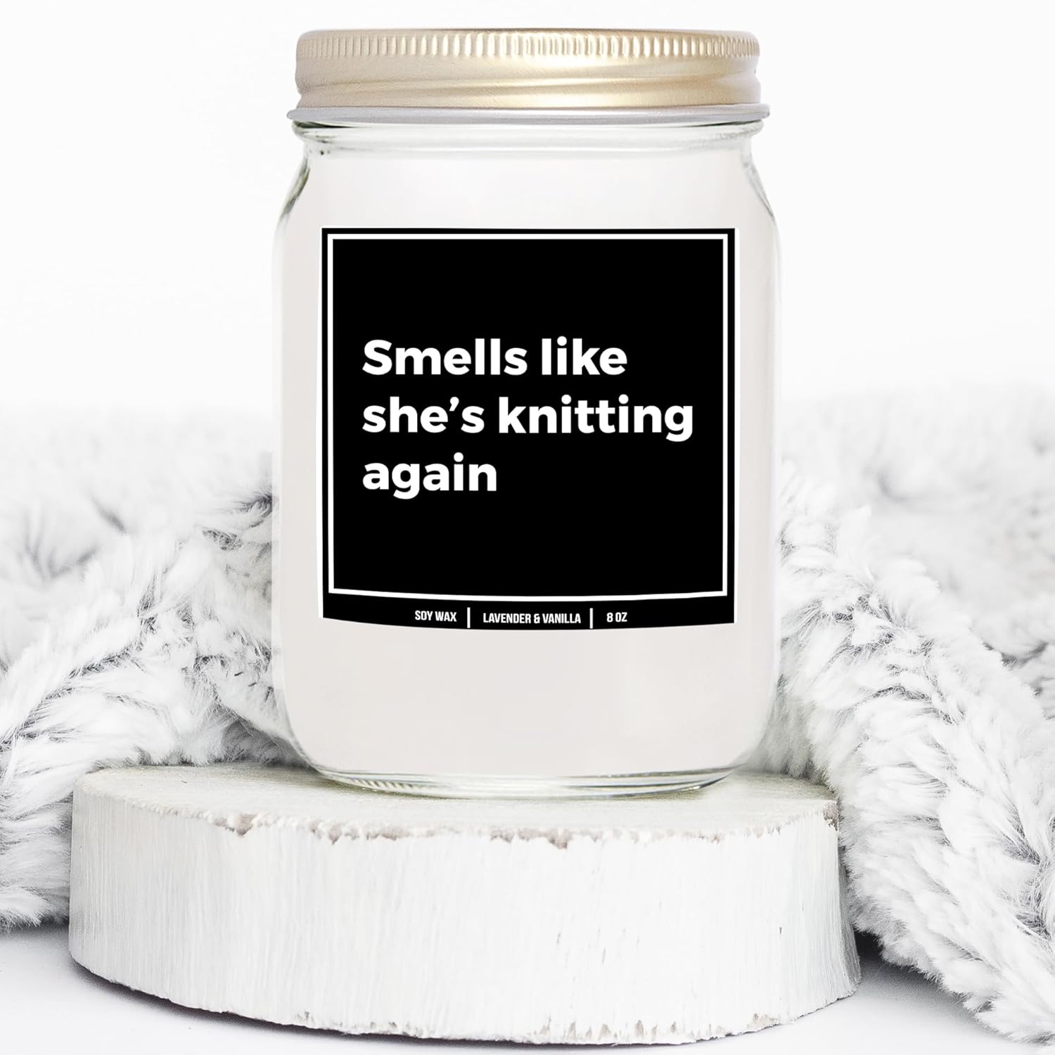 You Nique Designs Funny Knitting Gifts For Knitters 8Oz Soy Candle, Presents For Knitters And Crocheters, For People Who Knit, Candles For Yarn Lovers - Knitting Gift Ideas (Lavender & Vanilla)