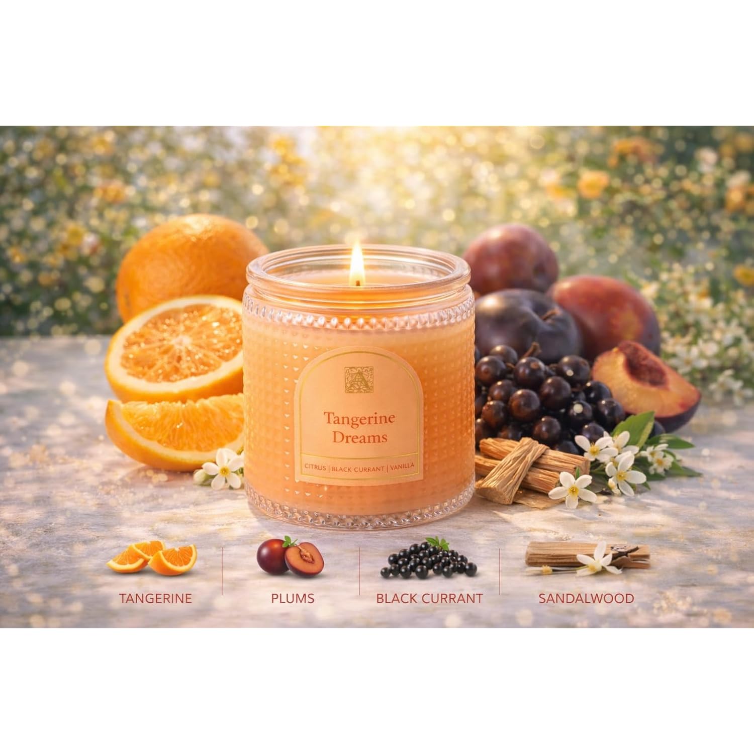, Textured, Elegant Candle, Home Fragrance Candle For Relaxing Atomosphere, Living Room & Bedroom, 6 Oz (Tangerine Dream)