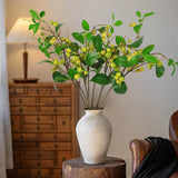 Artificial Plants Simulation Flowers Faux Berries Lifelike Hawthorn Branches For Vases- 8 Pcs -Light Green