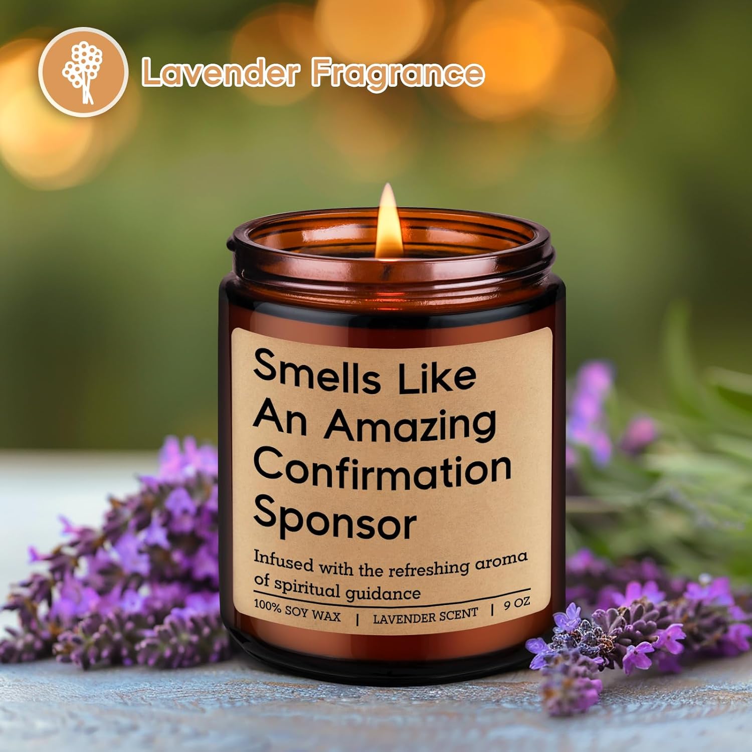 Candle, Confirmation Sponsor Gifts For Women Men - Spiritual Christian Catholic Girls Confirmation Gifts For Sponsor - Thank You From Candidate, Appreciation, Proposal Presents From Confirmant