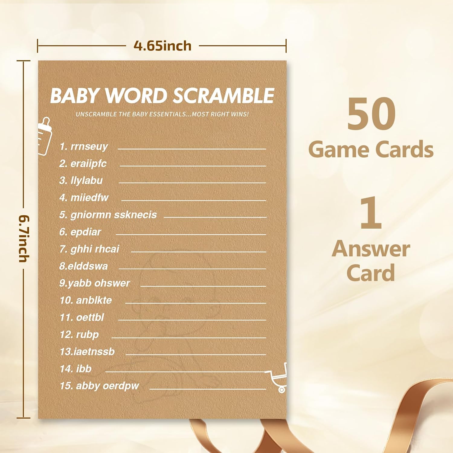 Baby Shower Games-Baby Shower Word Scramble Game,50 Cards For Each Game(With Answer),Thick Paper,Hilarious,Funniest Baby Shower Games Ever