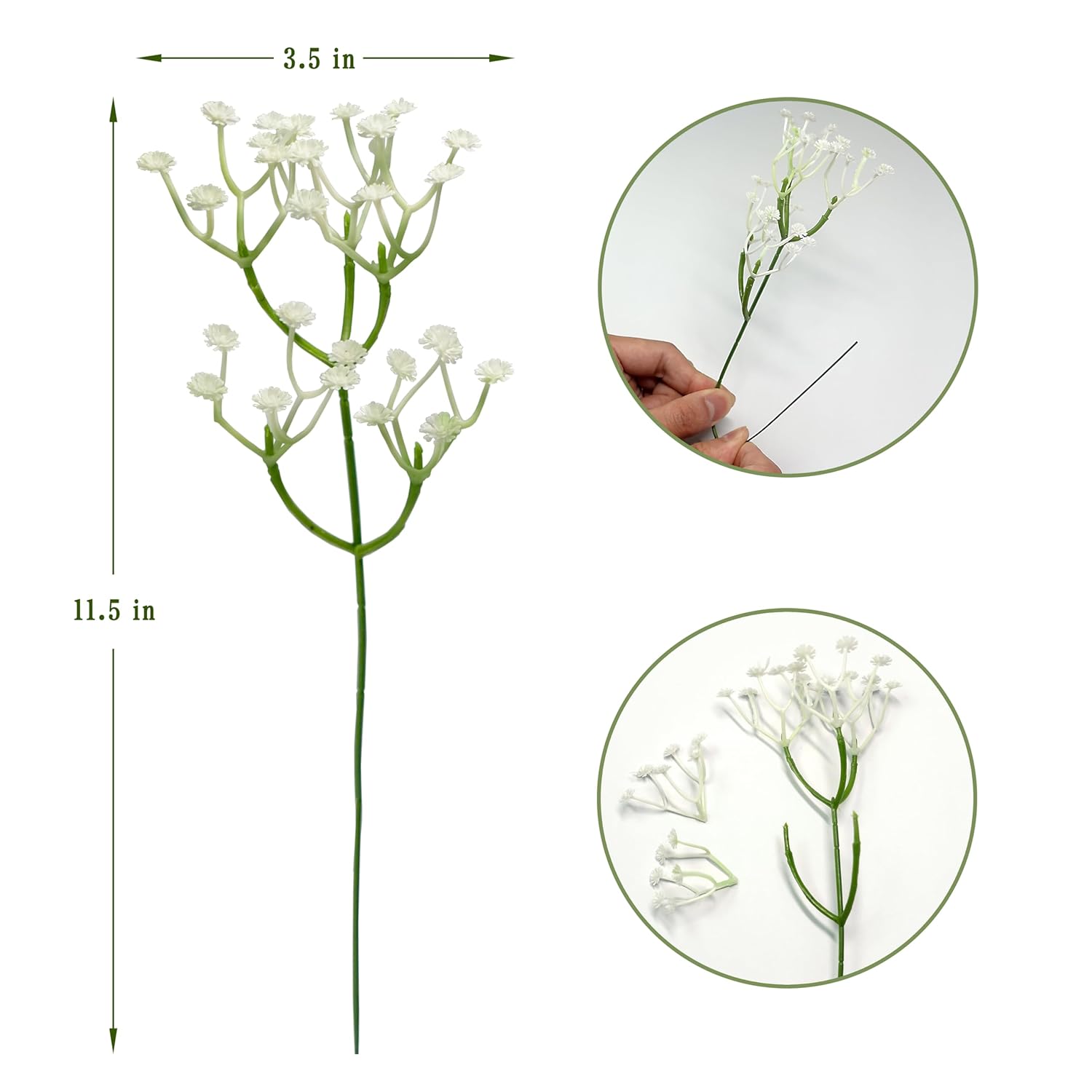 Artificial Baby Breath Flowers Bulk, 20 Stems Faux Gypsophila For Wedding Bouquets, Bridal Decor, Home Decor – Realistic Long-Lasting Fake Flowers, Bendable Stems, 2.8Oz, 11.5 Inch White