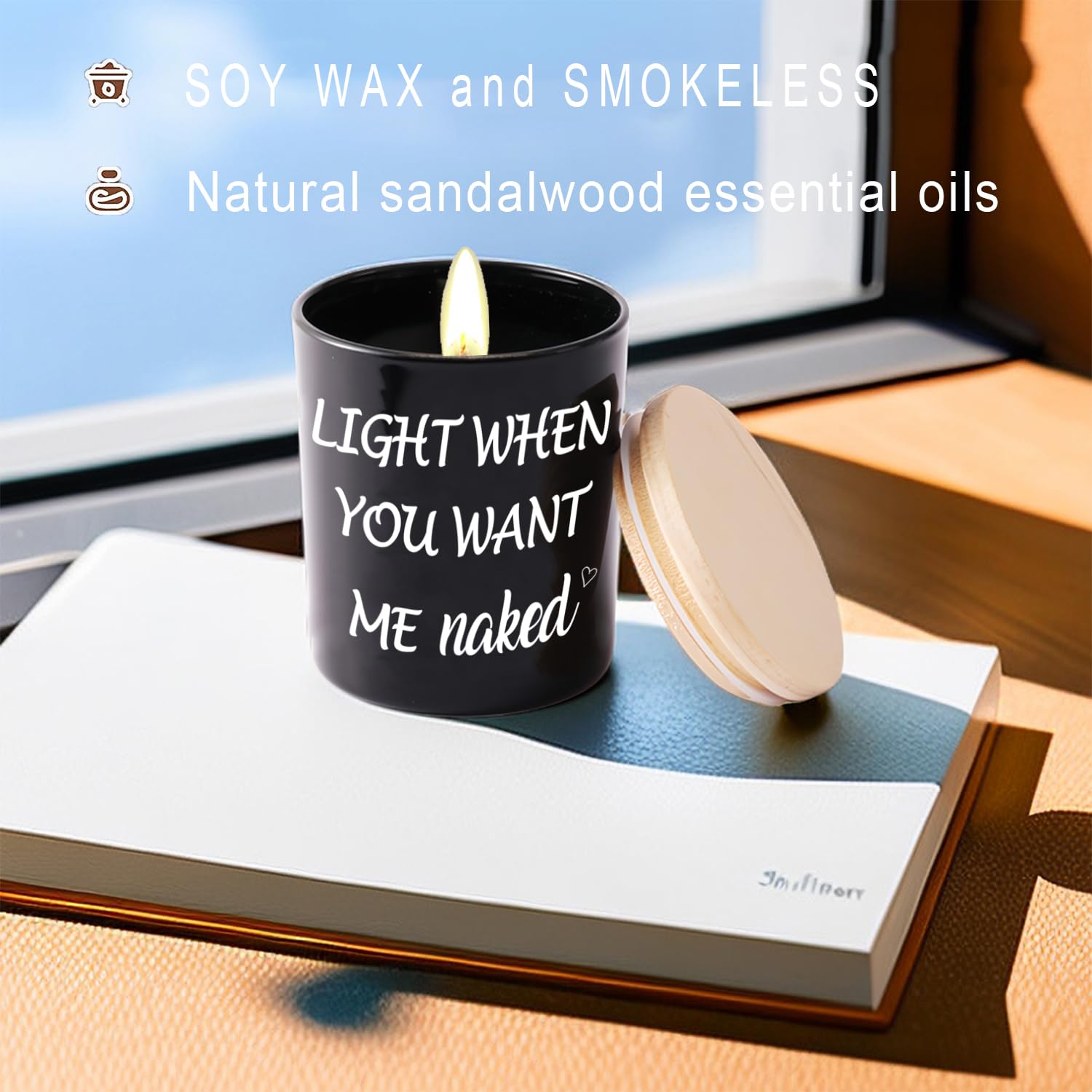 Gifts For Him Men Funny Unique Anniversary Valentines Day Christmas Birthday Romantic Gag White Elephant Gifts For Boyfriend Husband Men Adults Stocking Stuffers Sandalwood Scented Soy Candle