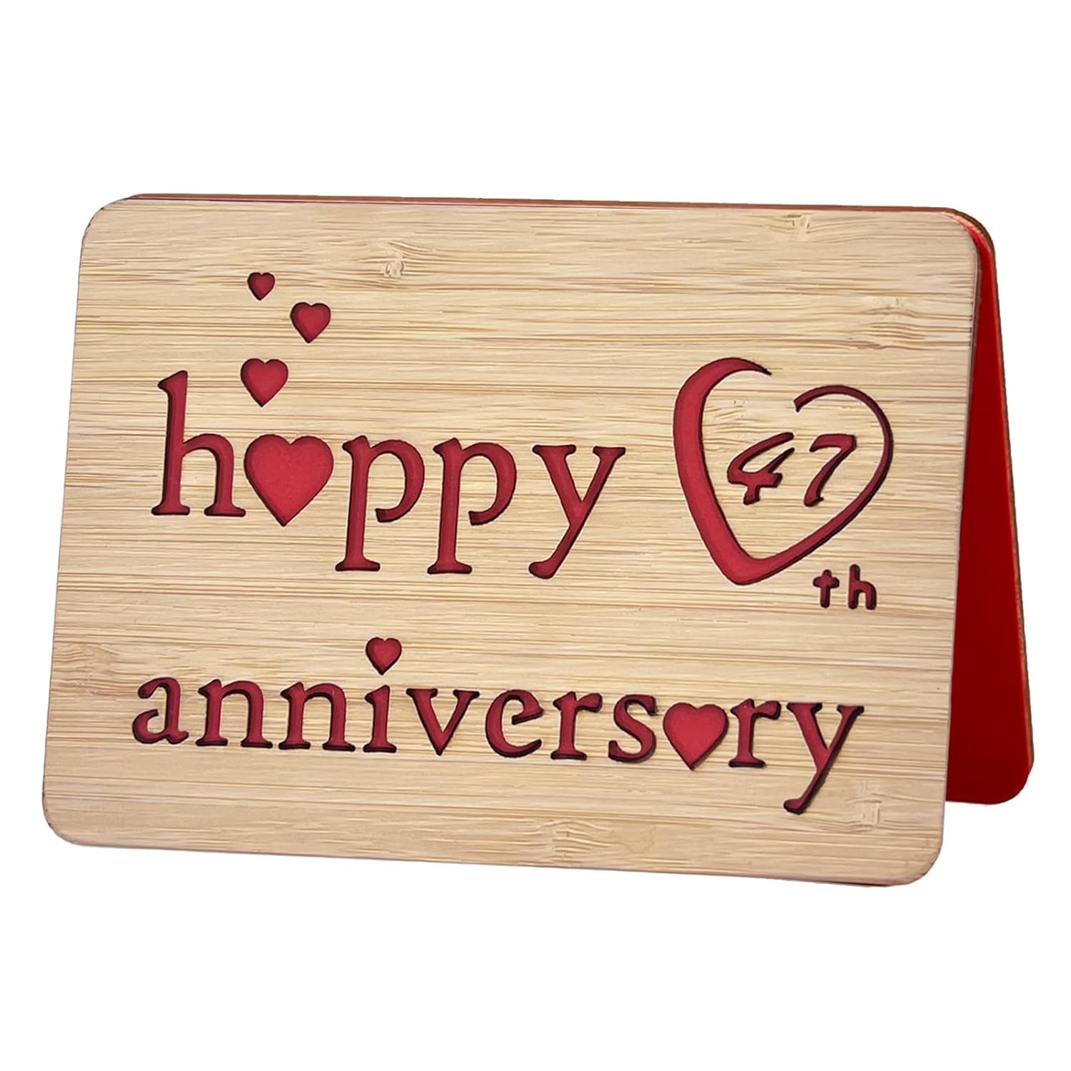 Wooden 47Th Anniversary Card,Handmade Wedding Anniversary Greeting Cards,47Th Anniversary Card For Her,Him,Husband,Wife