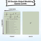 Minimalism He Said She Said Game Cards For Wedding Party, Moss Green Bridal Shower, Mr & Mrs, Newlyweds, Engagement Party Favor & Supplies(30 Pcs) -C05