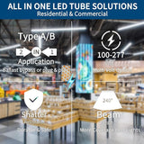 20 Pack 4FT T8 LED Tube Lights 14W 2450LM 5000K Type A B Frosted Replacement