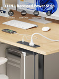 Recessed Power Strip 6 Outlets 5 USB Ports 3 USB C 5FT Flat Plug 900J Surge Black