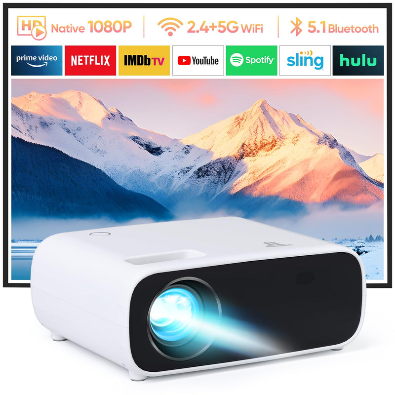 1080P Projector, WiFi, Bluetooth, 12000L, 5G, Portable, Home/Outdoor, iOS/HDMI