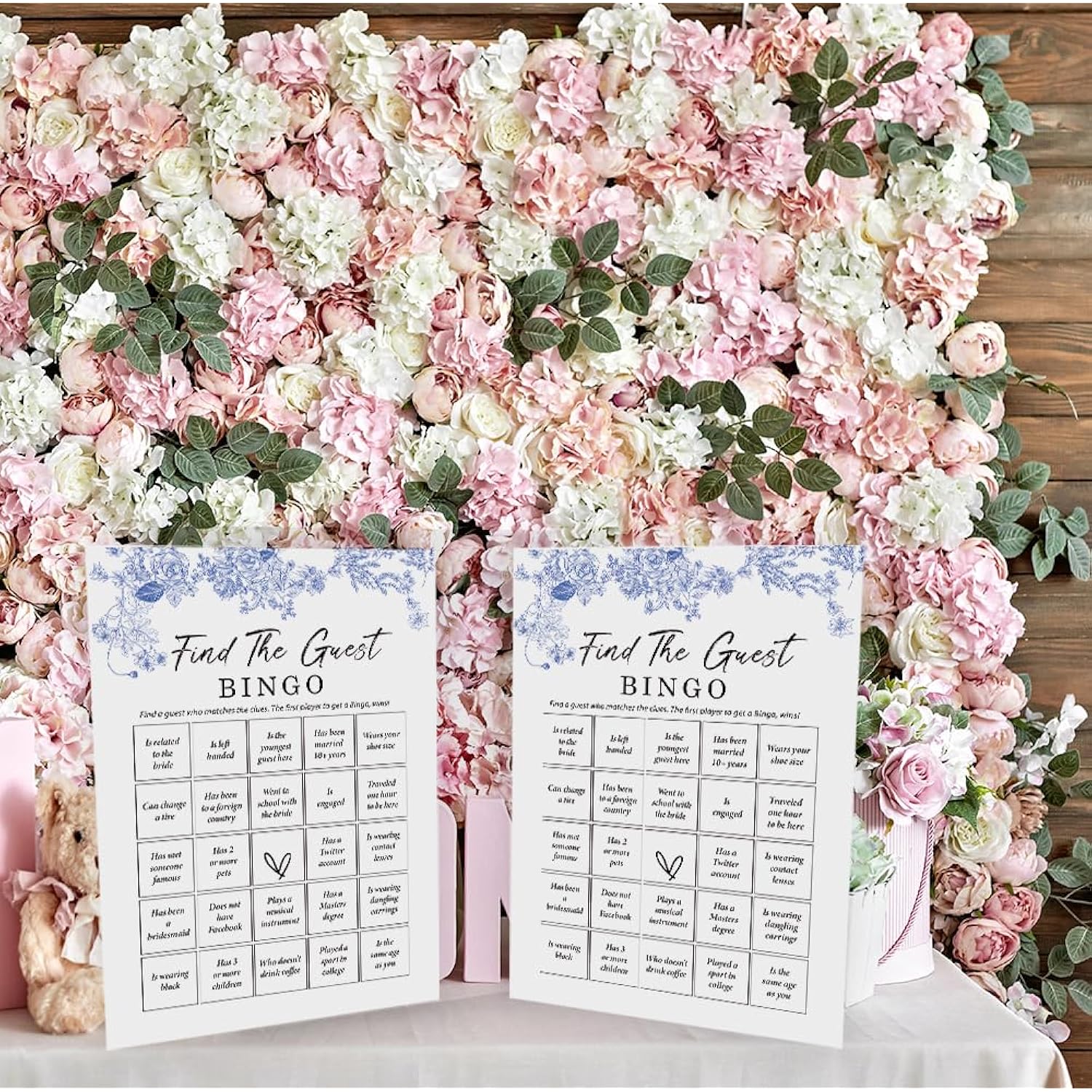 Find The Guest Bingo Bridal Shower Game-Set Of 30, Blue Floral Bridal Shower Cards, Something Blue Before I Do Decorations, Wedding Party Game Cards For Guests, Bridal Shower Ideas-Hlyxb03