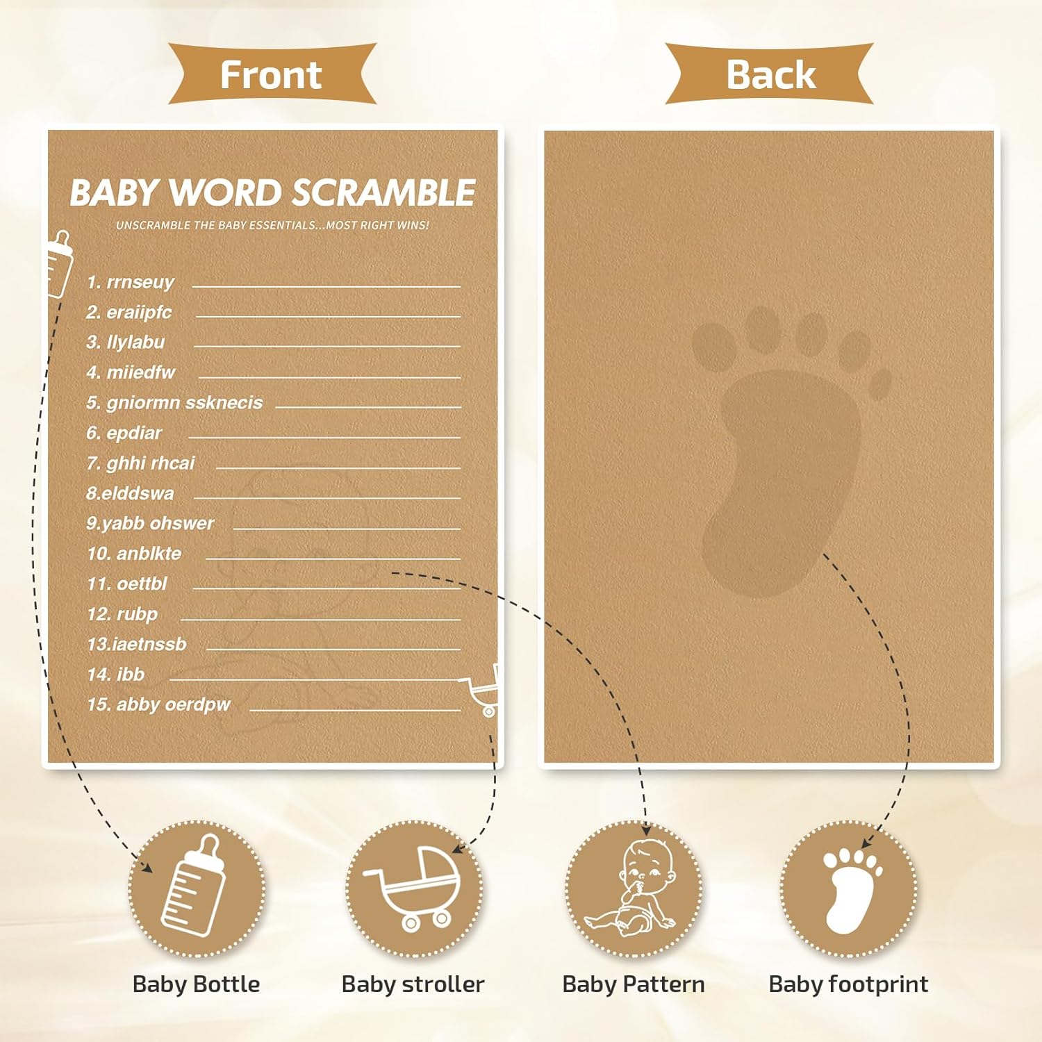 Baby Shower Games-Baby Shower Word Scramble Game,50 Cards For Each Game(With Answer),Thick Paper,Hilarious,Funniest Baby Shower Games Ever