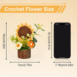 Cute Crochet Flowers Bouquet, Handmade Knitted Sunflowers With Wooden Pot, Crocheted Flower Plants Gifts For Women Office Desk Decor, Valentine'S Day Christmas Birthday Mother’S Day